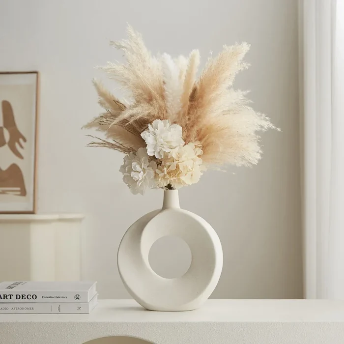Ceramic Vase Nordic Style White Vase Light Luxury Flowerpot Modern Home Office Desktop Ornaments Living Room Decoration Home 2