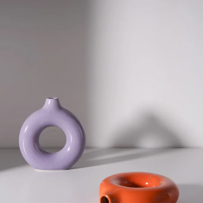 Nordic Ins Circle Ceramic Vase Ornaments Living Room Bedroom Dining Table Flower Arrangement Container Birthday Gift Decoration 4