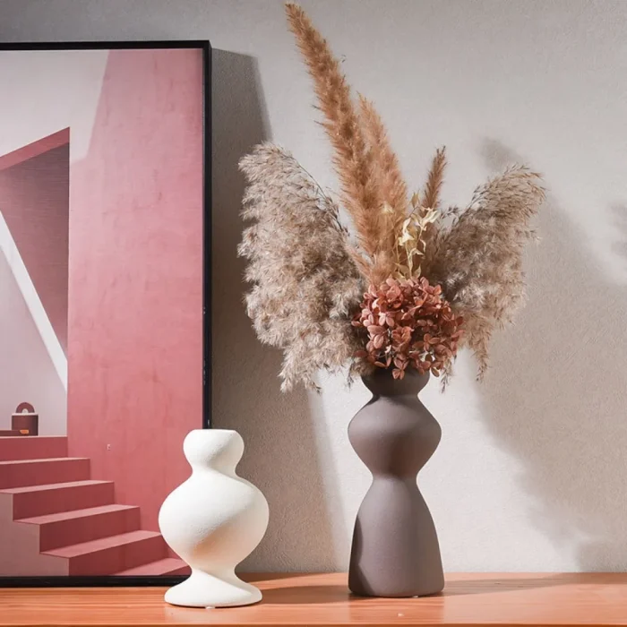 Nordic Ins Circle Ceramic Vase Ornaments Living Room Bedroom Dining Table Flower Arrangement Container Wedding Vase Decoration 4