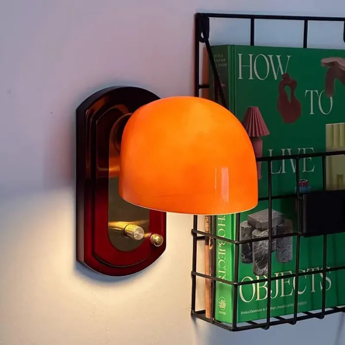 Bedroom Headboard Wall Light Orange Glass Lights Knob Switch Access Bathroom Balcony Porch Wall Lamp 2