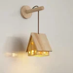 Solid wood bedroom bed cabin wall lamp hallway porch study children's room lamp Nordic Japanese wind eye protection lamp 1