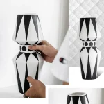 Nordic design creative black and white ceramic vase abstract flower arrangement flower retro desktop home craft decoration 6