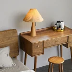 Retro Pleated Table Lamp Nordic Solid Wood Table Lights Study Reading Table Lamps For Bedroom Home Decoration Lighting E27 3