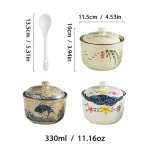 1pcs Ceramic Seasoning Jar With Lid And Spoon Kitchen Spice Jars For Salt/Sugar/Pepper/Tea Japanese Style Condiment Storage Box 6