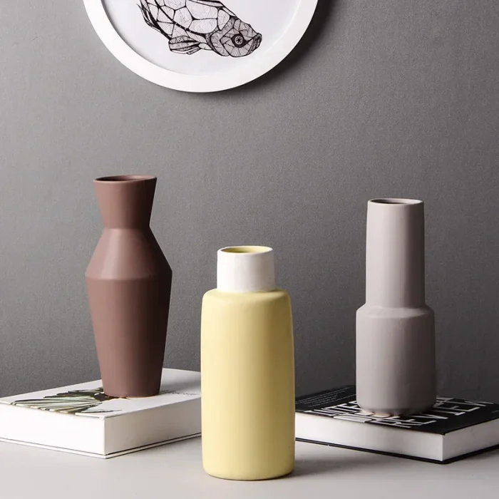 Nordic Ins Ceramic Vase Hydroponic Dried Flower Flower Arrangement Flower Decoration Desk Living Room Home Decoration Vases 4