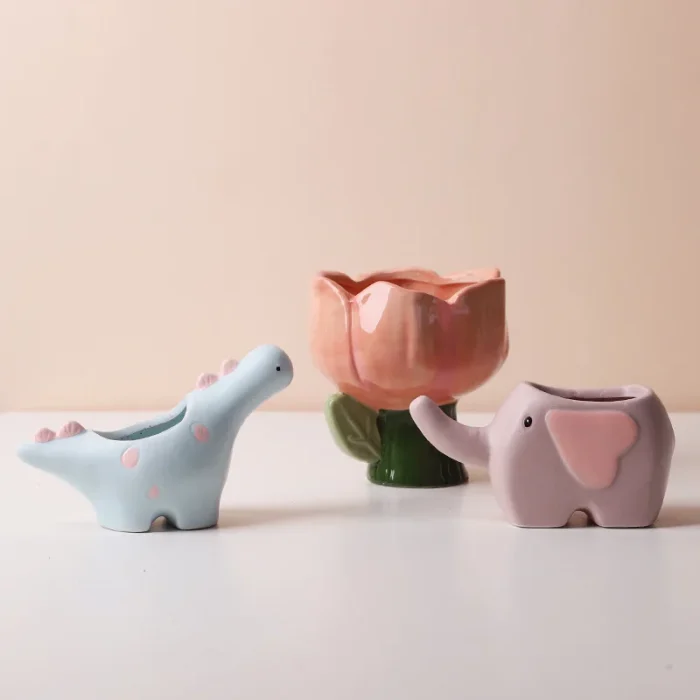 Creative ins succulent ceramic flower pot cute animal pot cactus succulents garden pot decoration desktop balcony figurines 3