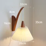 Solid Wood with Plug Wall Lamp Retro Bedroom Living Room Bedside Study Atmosphere Wall Light Decor 3