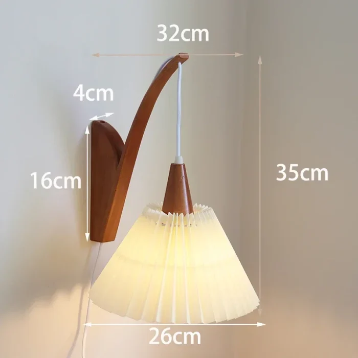 Solid Wood with Plug Wall Lamp Retro Bedroom Living Room Bedside Study Atmosphere Wall Light Decor 3