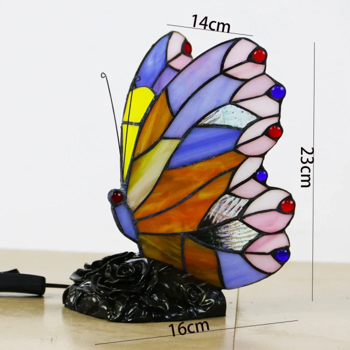 Tiffany Butterfly Table Lamp Colored Glass Desk Lamp  for Children's Room Bedroom Bedside Living Room Decorative Night Light 6