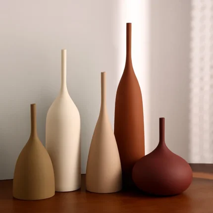Nordic Retro Brushed Ceramic Vase Ornaments Living Room Bedroom Wine Cabinet Desktop Flower Arrangement Vases Wedding Decoration 2