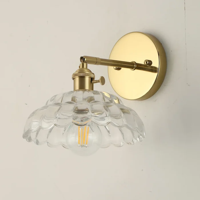 LED Wall Light Copper Glass Flower Wall Lamp Bed Bed Bedroom Shop Interior Decoration Light 1