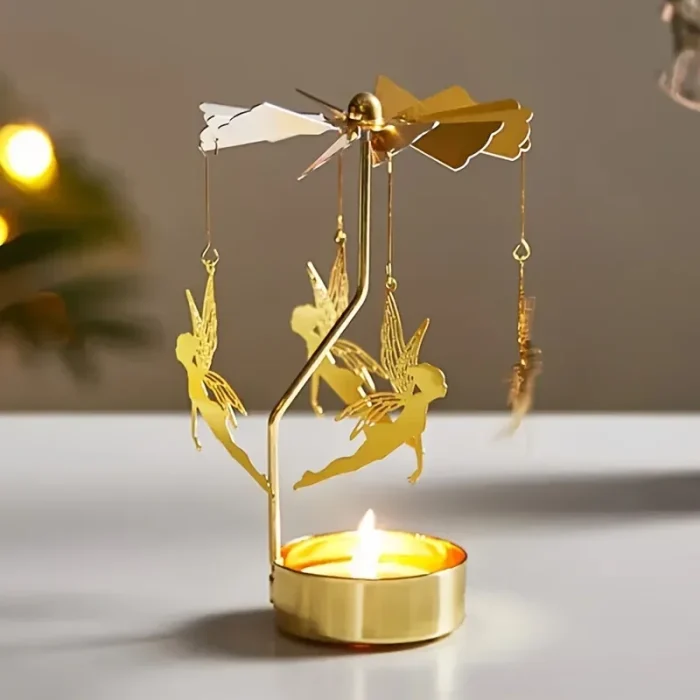 1pc Metal Hot Rotating Candle Holder Christmas Rotating Candle Holder Dinner Party Wedding Party Candle Holder Decoration Gift 1