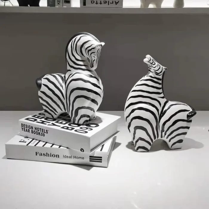 Creative resin zebra statue animal decoration desk decoration figurines home decoration accessories office crafts gifts 2