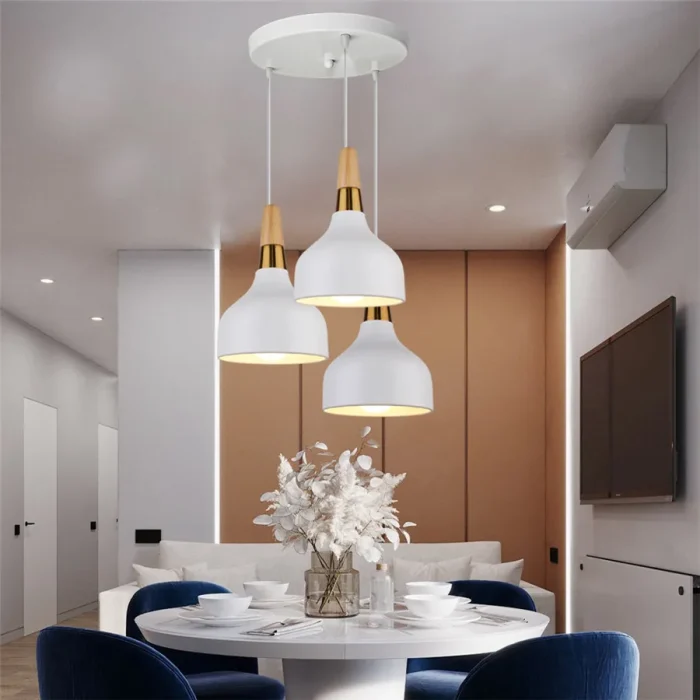 Modern LED Pendant Lights Nordic Minimalist E27 Solid Wood Hanging Lamps Kitchen Restaurant Lighting Fixtures 1