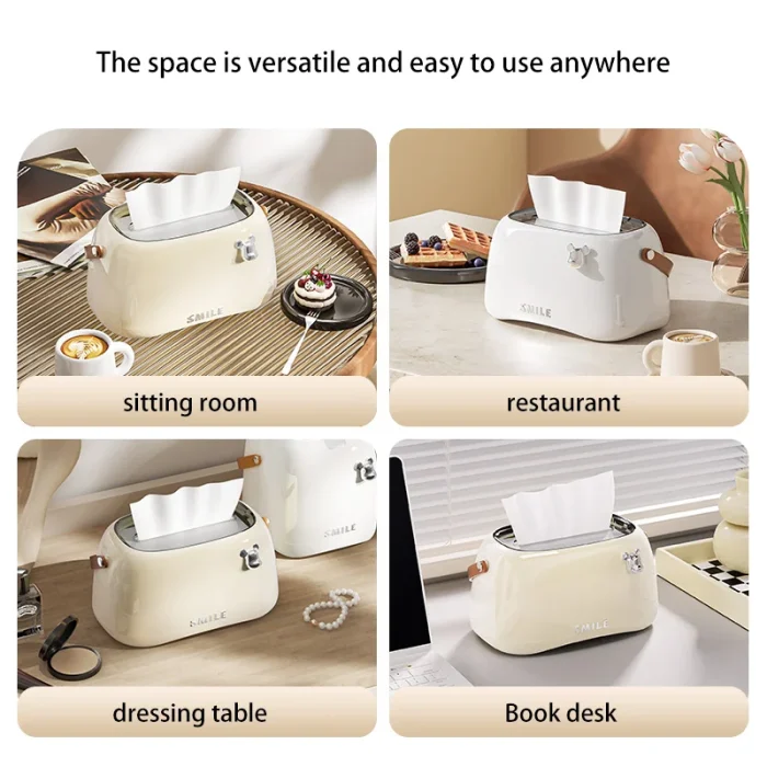 Cream Colored Trendy And Violent Bear Home Living Room With Handle Spring, Light Luxury, High-End Creative Desktop Tissue Box 6