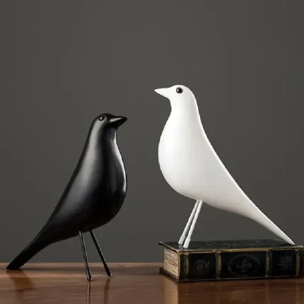 Nordic Home Furnishing Wooden Sculpture Office Decoration Home Furnishing Bird Sculpture Black Sculpture Decoration Figure Desk 1