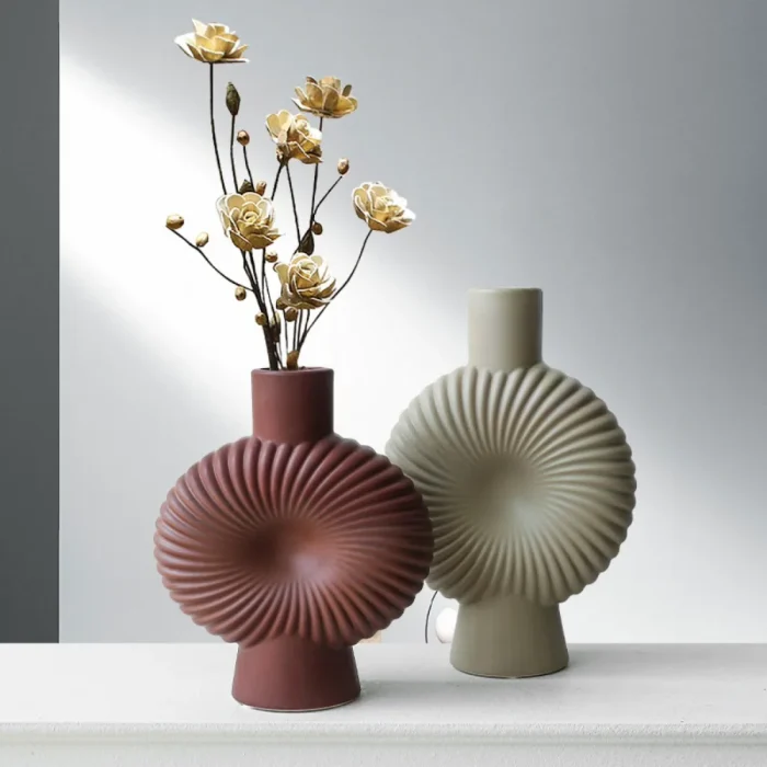Nordic Ins Striped Ceramic Vase Ornaments Living Room Dining Table Desktop Flower Arrangement Container Wedding Vases Decoration 3
