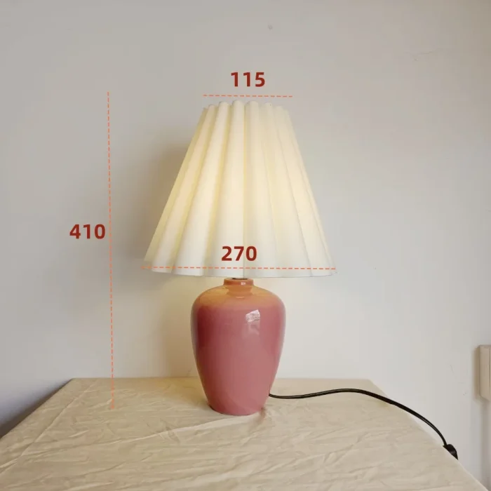 Creative Table Lamp Pleated Girl's Bedroom Lamp Nordic Atmosphere Lamp Ceramic Decorative Bedside Table Lamp 6