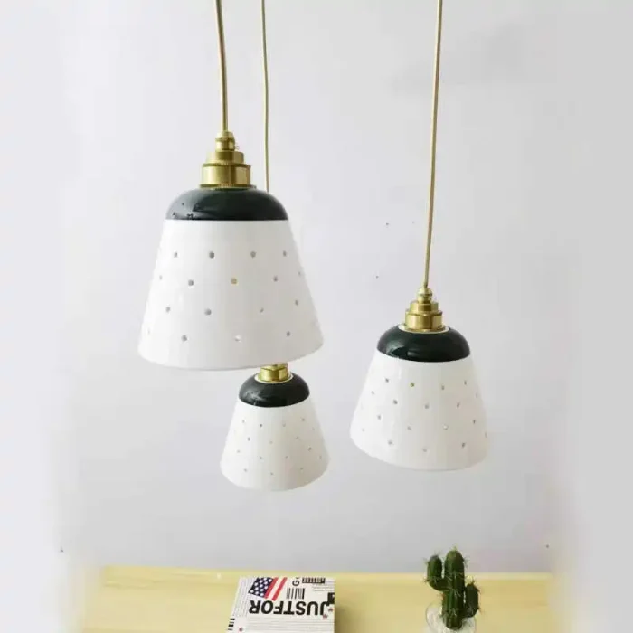 New Ceramic Chandelier Hollowed Out Restaurant Living Room Bedroom Bedside Chandelier Creative Colorful Ceramic Pendant Lamp 3