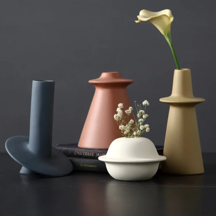 Nordic Geometric Irregular Morandi Vase Ceramic Decoration Creative Frosted Living Room Dried Flower Vase Simple Decoration 1
