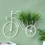 Metal Planter Wrought Iron Bicycle Wall Hanging Flower Basket Suspension Flower Arrangement Container Home Decor Art Decoration 6