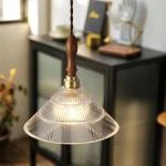 Nordic LED Wooden Pendant Glass American Vintage Fixtures Home Decor Light Bedroom Living Room Restaurant Chandelier Lamp 6