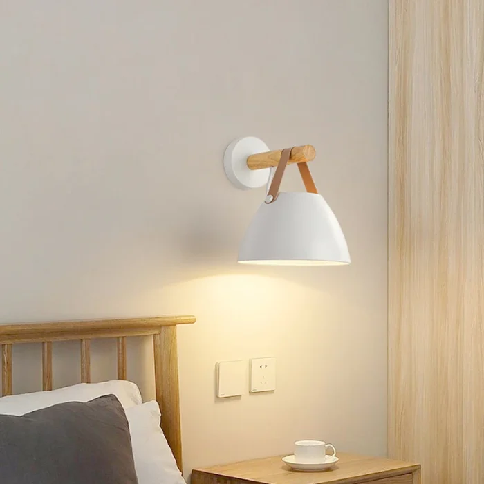 Nordic LED Wall Lamp Villages Wood Leather Belt Wall Light  Rustic Home Decor Fixture For Bedroom Balcony Bar Indoor Lighting 1