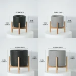 Flower Pot Nordic Desktop Solid Wood Flower Stand Cement Fleshy Flower Pots Creative Simple Living Room Balcony Assembly Cement 5
