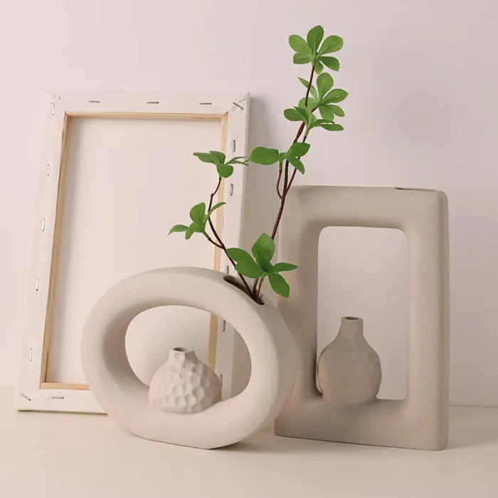 Nordic Ins Plain Embryo White Ceramic Vase Ornaments Living Room Homestay Hotel Desktop Flower Arrangement Container Home Decor 2