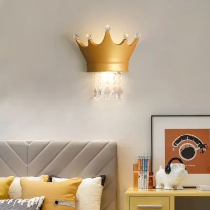 Light Luxury Style Wall Lamp Modern Children's Room Crystal Crown Wall Lamp Background Wall Bedside Wall Lamp Atmosphere Light 2