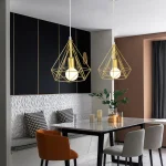 Retro Led Pendant Light E27 Iron Frame Ceiling Chandelier Lighting for Kitchen Over Table Dining Room Living Room Hanging Lamp 5