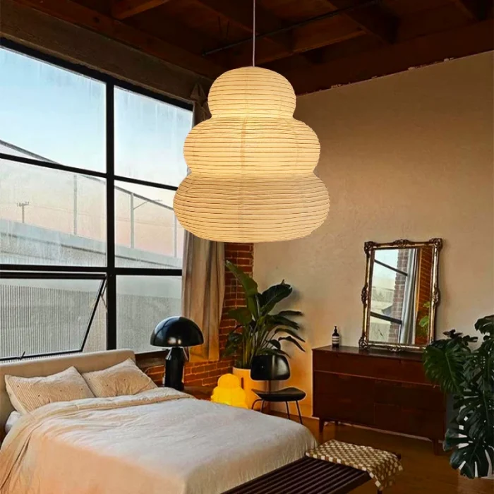 Noguchi Yong Pendant Lights Akari Wabi-sabi Ceiling Lamp Japanese Rice Paper Chandelier For Living Room Home Decor Hanging Light 1