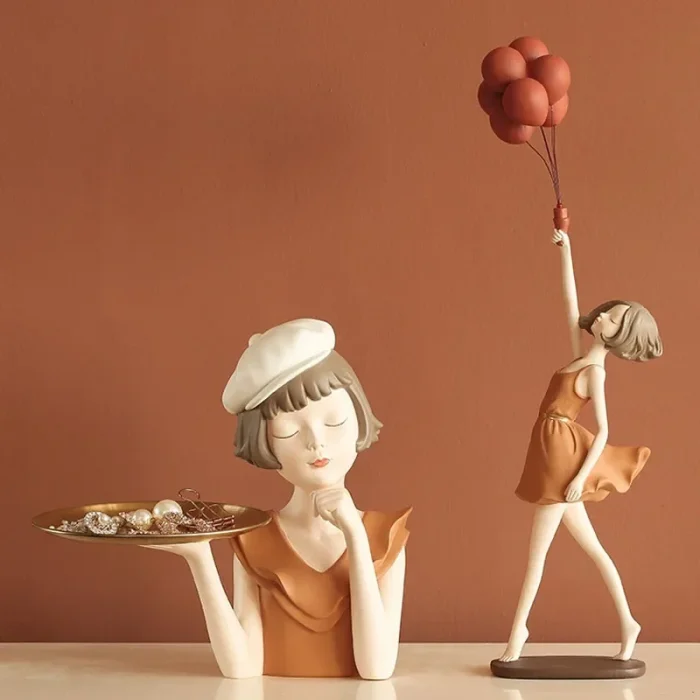 Creative Resin Balloon Girl Decoration for Home Figure Sculpture Statue Living Room Bedroom Desktop Ornament Craft Birthday Gift 3