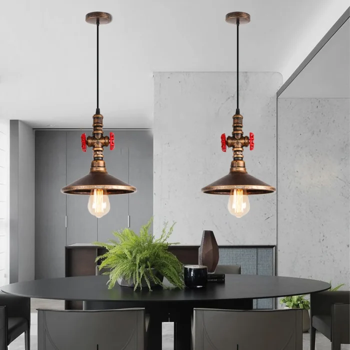 Vintage Industrial Single Head Steampunk Water Pipe Pendant Light Retro Metal Copper Pipe Chandelier Adjustable Hanging Lamp 1
