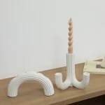Nordic Striped Ceramic Candle Holder Ornaments Living Room Bedroom Dining Table Candle Holder Christmas Atmosphere Decoration 3