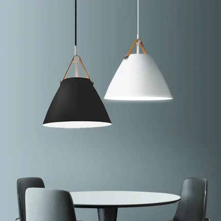 Modern Pendent Light Fixture with Leather and Iron Finish Nordic Hanging Lamp for Kitchen Dinning Living Room Bedroom Restaurant 1