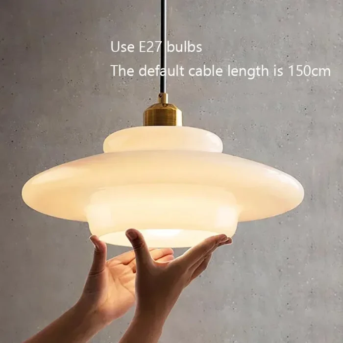 LED Glass Pendant Lights Modern Cream Home Decorative Hanging Lamp For Dining Living Room Bedroom Nordic Indoor Lighting Fixture 6