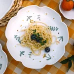 4piece Flower Ceramic Dinner Plate Set 3D Relief Dessert Plate Kitchen Pasta Bread Dish Tableware Service Dish 6/8.5inch Frosted 2