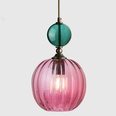 Nordic stained glass chandelier Restaurant bar bedside creative bedroom personality model room Pendant lamp home decor 1