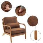 Oak Armrest Oak Upholstered Single Lounge Chair Indoor Lounge Chair Orange 6