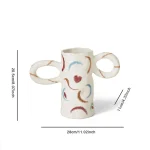 Nordic Hand-painted Binaural Ceramic Vase Ornaments Living Room Bedroom Dining Table Flower Arrangement Vases Wedding Decoration 6