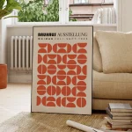 Modern Geometry Abstract Bauhaus Orange Semicircles Wall Art Aluminum Frame Prints Canvas Painting Poster Living Room Home Decor 2