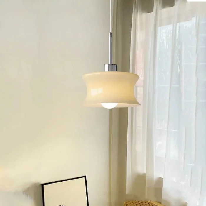 French Retro Glass Chandelier Bay Window Single-Head Balcony Lamp Post-modern Bedroom Bedside Lamp 4