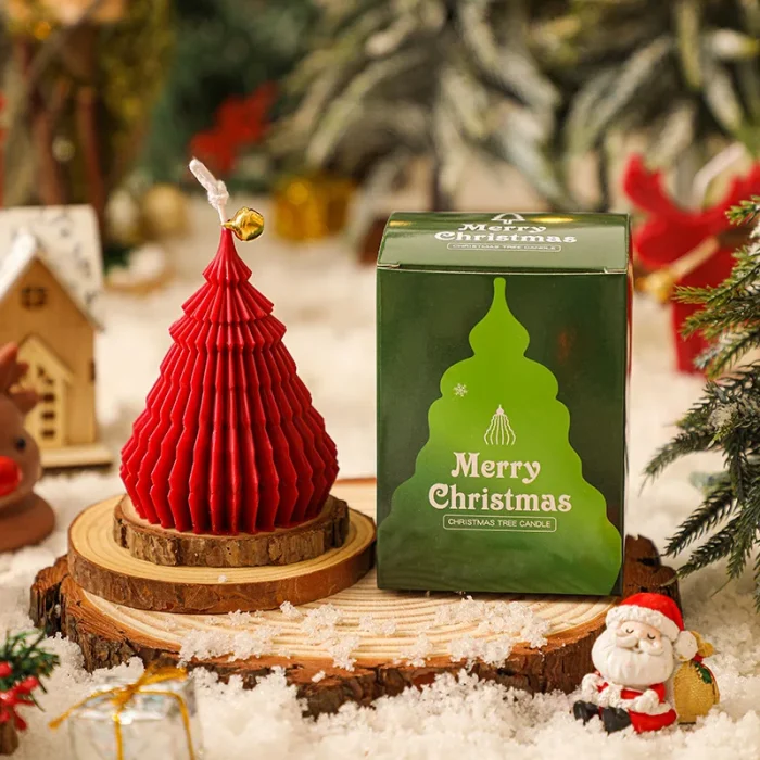 Solid color scented Christmas tree candle  Handmade Party Decoration Christmas Tree Aromatherapy Candle Gift Box DIY Souvenir 4