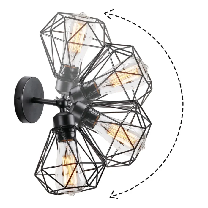 Industrial Vintage Wall Light Adjust Angle Retro Loft Wall Lamp E27 Iron Cage Sconce Bedside Bathroom Indoor Lighting Wandlamp 5