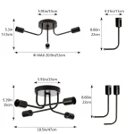 Semi-Flush 3/4 Lights Industrial Ceiling Lamp Metal Branch Vintage  Lighting Fixture for Kitchen Living Room Dining Room Bedroom 6