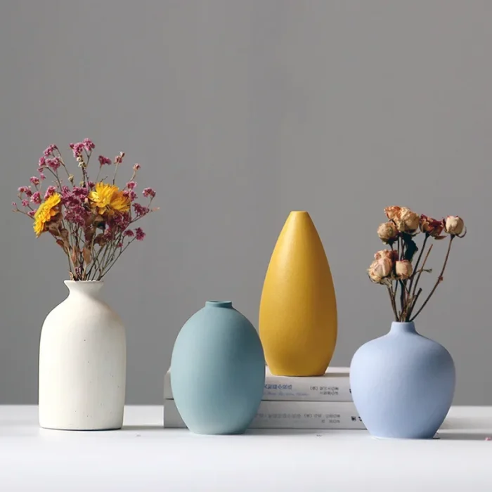 Nordic Morandi Ceramic Vase Living Room Dining Table Flower Arrangement Container Dried Flower Vases Home Decoration Accessories 1