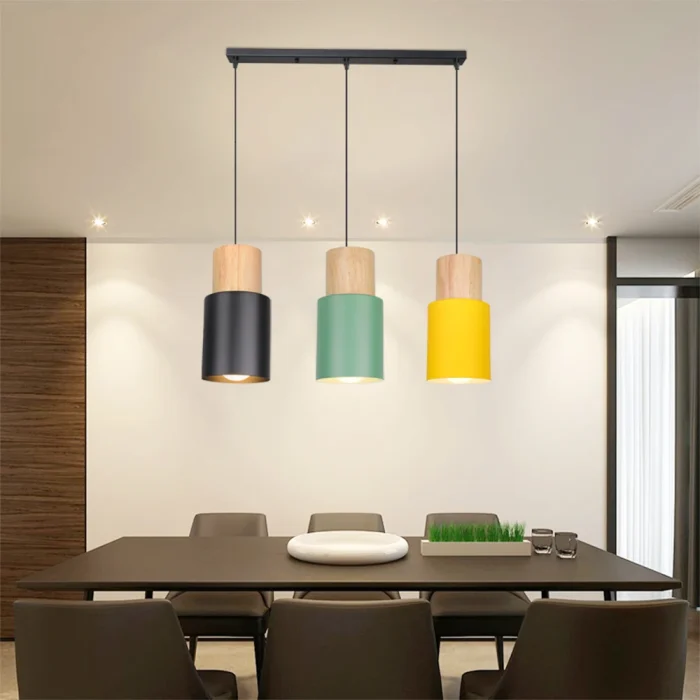 Nordic logs Simple Three-Headed Wrought Iron Restaurant Chandelier lamp Lighting Bar Restaurant Bedroom Study pendant light 4
