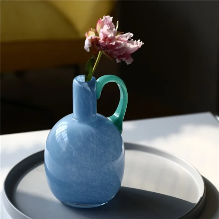 Nordic Ins Single Ear Glass Vase Ornaments Living Room Bedroom TV Cabinet Hydroponic Flower Arrangement Art Vase Birthday Gifts 3