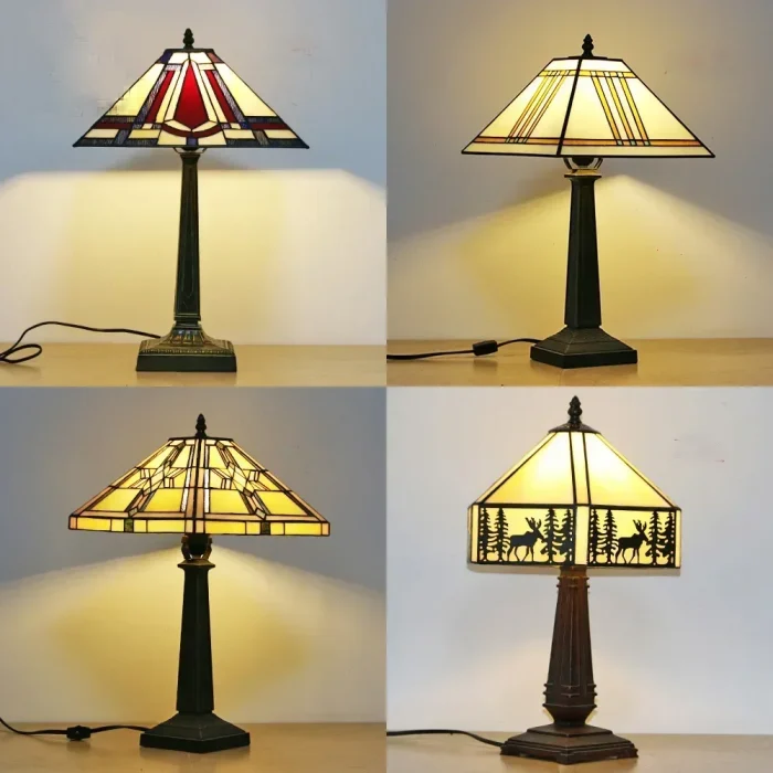Led Lights Glass Table Lamp Tiffany Multi-style Living Room Bedroom Study Bedroom Eye Protection Lamp Standing Lamp 4
